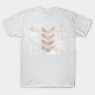 Rose gold chevrons on marble T-Shirt